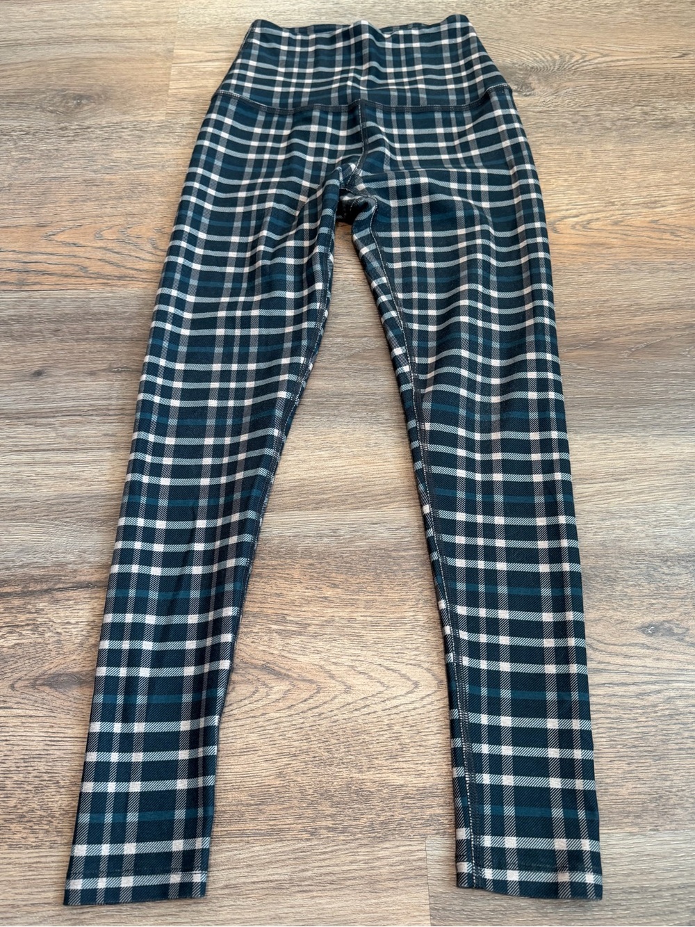 Beyond Yoga Preppy Plaid Gingham High Waist Leggings Navy White Active Size XS